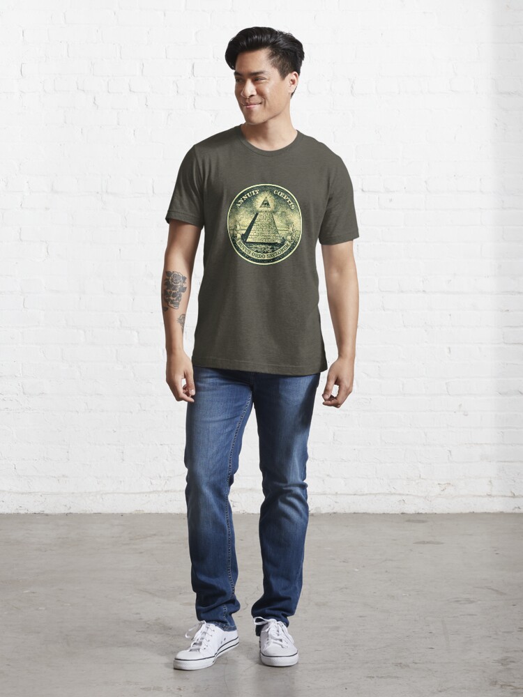 Alternate view of All seeing eye, pyramid, dollar, freemason, god Essential T-Shirt