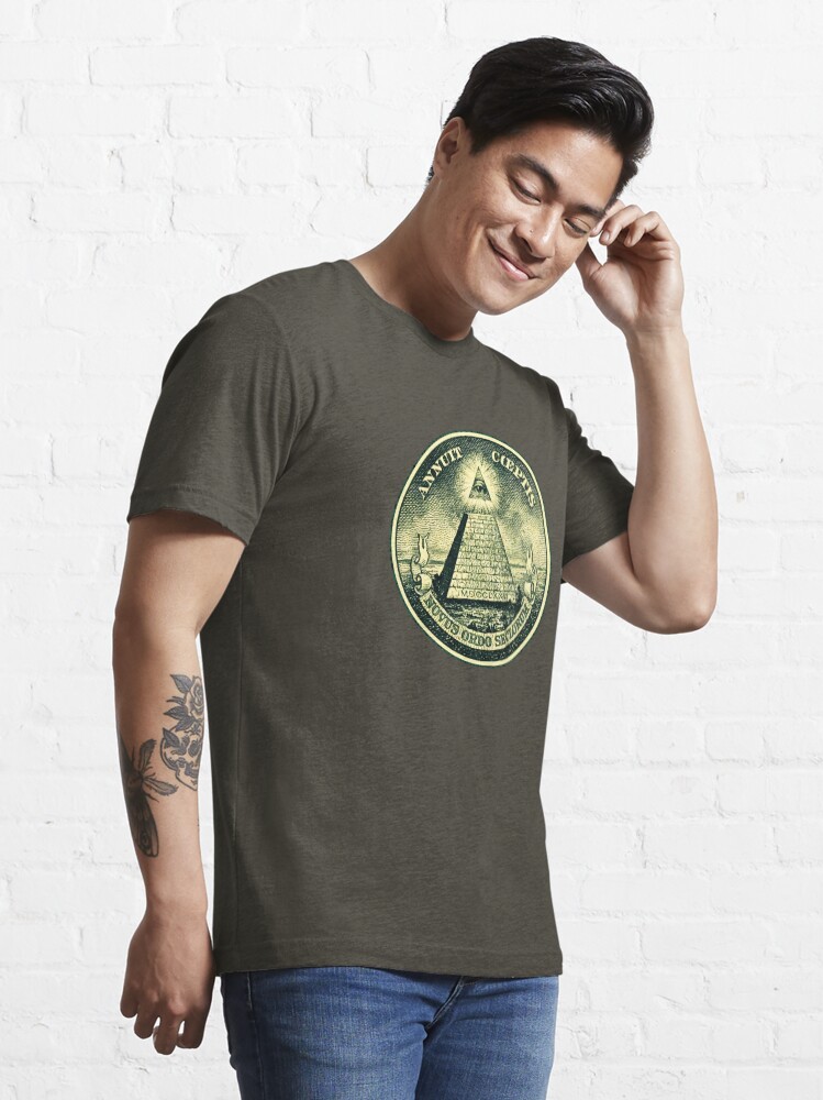 Alternate view of All seeing eye, pyramid, dollar, freemason, god Essential T-Shirt