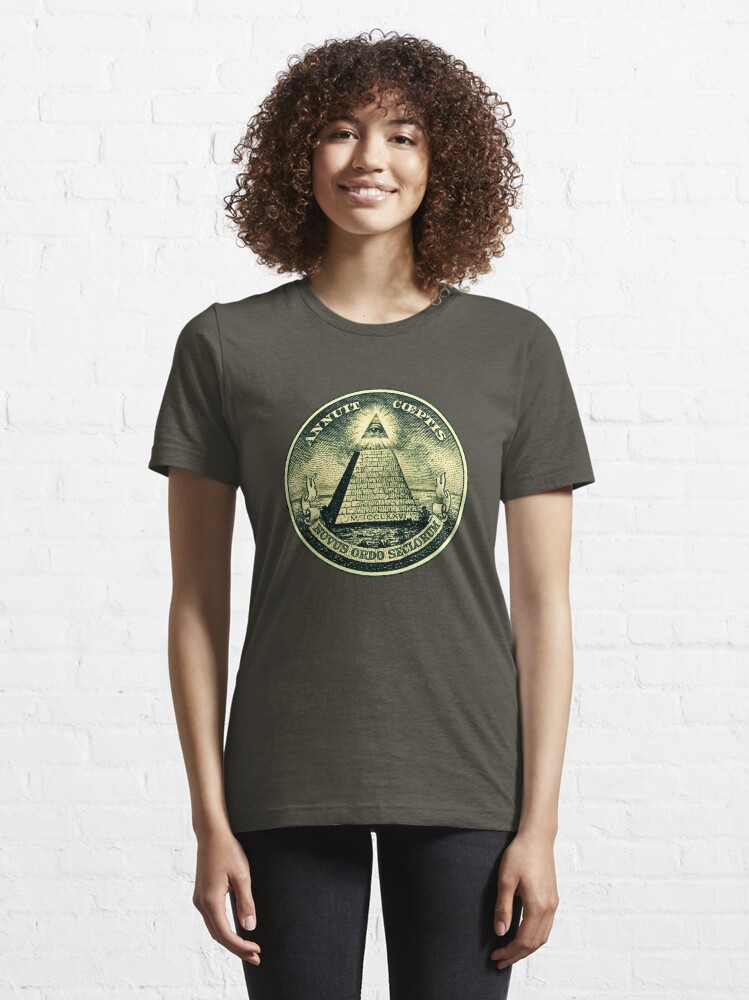 Alternate view of All seeing eye, pyramid, dollar, freemason, god Essential T-Shirt