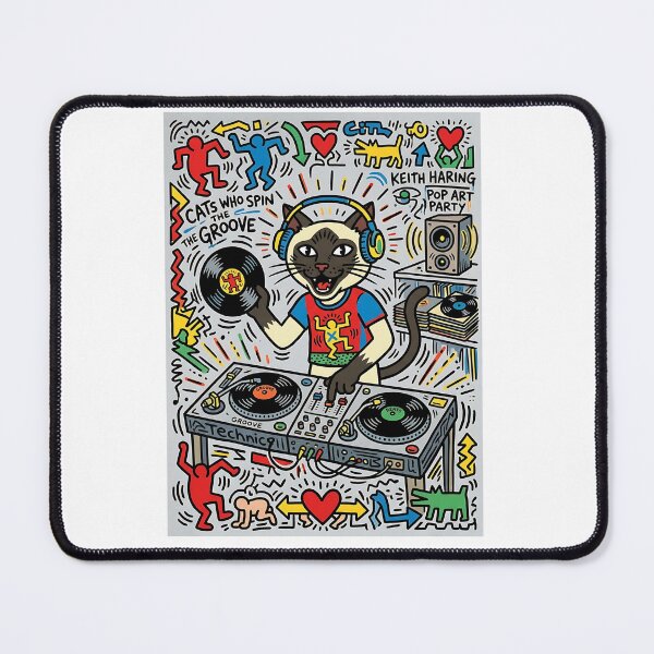 Item preview, Siamese Cat DJ Turntable Vibes designed and sold by PictoVibe.