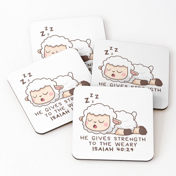 Item preview, He Gives Strength To The Weary Isaiah 40:29 | Cute Sleeping Sheep Bible Verse designed and sold by MoriaStore.