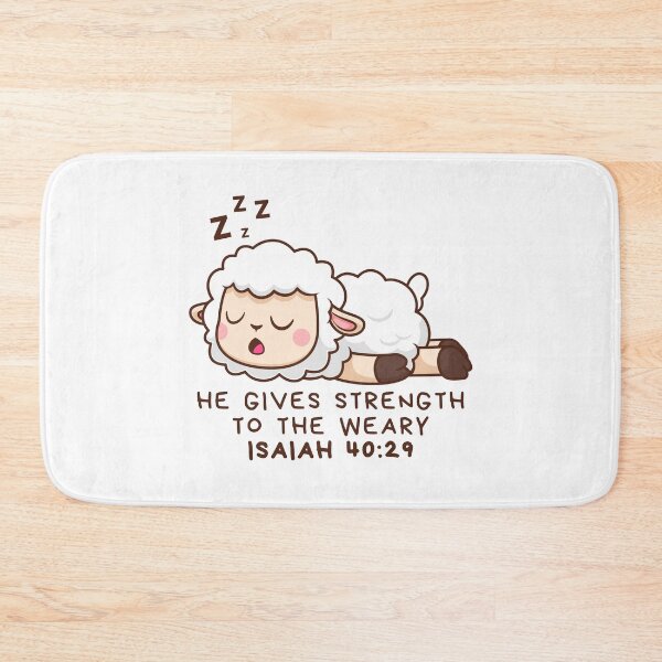 Item preview, He Gives Strength To The Weary Isaiah 40:29 | Cute Sleeping Sheep Bible Verse designed and sold by MoriaStore.