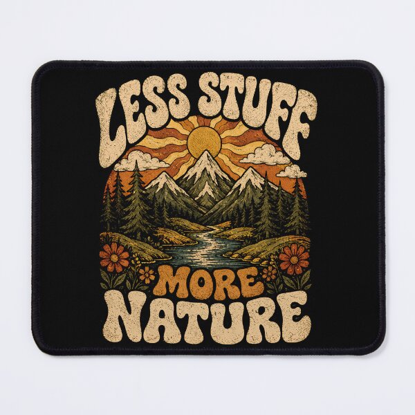 Item preview, Less Stuff More Nature Retro Mountain Escape designed and sold by Victor Shadehorn.
