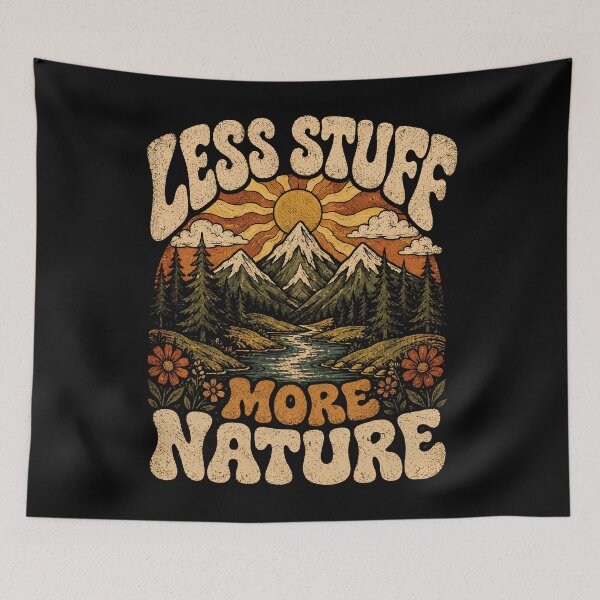 Item preview, Less Stuff More Nature Retro Mountain Escape designed and sold by Victor Shadehorn.