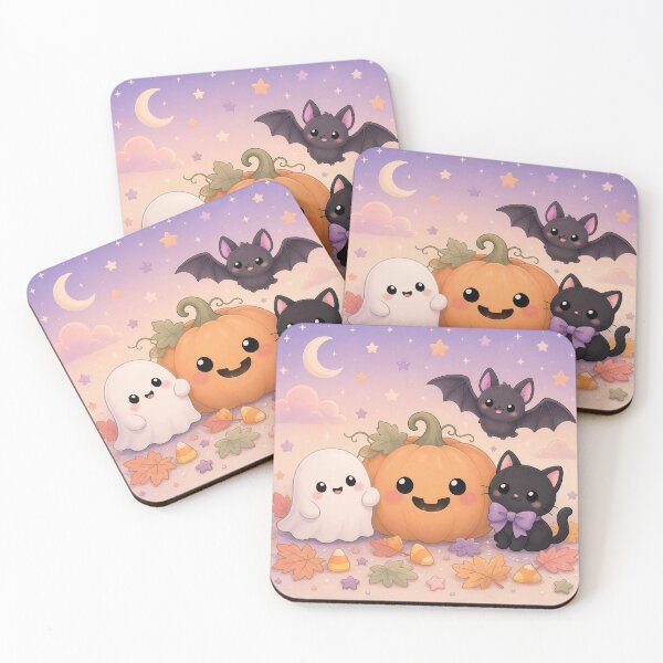 Item preview, Cute Pastel Halloween | Ghost, Pumpkin, Bat & Cat Illustration designed and sold by EWPrints.