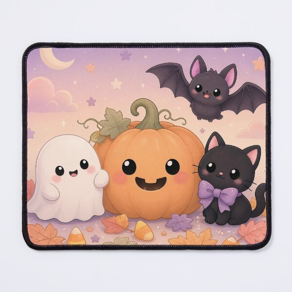 Item preview, Cute Pastel Halloween | Ghost, Pumpkin, Bat & Cat Illustration designed and sold by EWPrints.