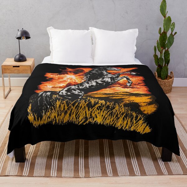 Item preview, Rearing Black Horse Wild Sunset Nature designed and sold by namibambam.