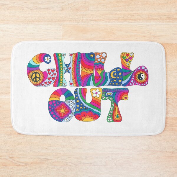 Item preview, Psychedelic Chill Out Art White– Retro Hippie Rainbow Groovy Peace Design designed and sold by Kellie Espie Art.