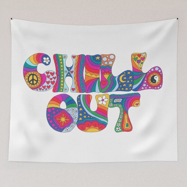 Item preview, Psychedelic Retro Chill Out Art White designed and sold by Kellie Espie Art.