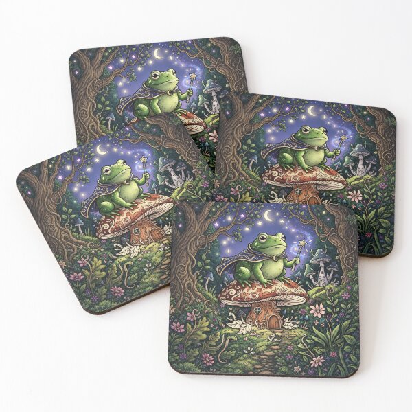 Item preview, Cute Wizard Frog on a Mushroom - Magical Enchanted Forest Art designed and sold by ScenicRoute66.