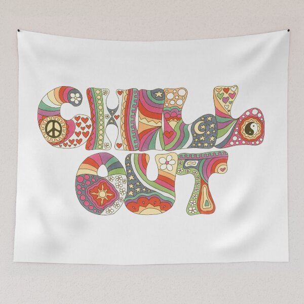 Item preview, Vintage Psychedelic Retro Chill Out Art White designed and sold by Kellie Espie Art.