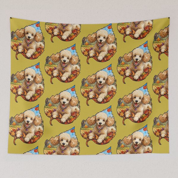 Item preview, Fall Poodle Playing In Autumn Leaves designed and sold by Lion and Lamb Design.