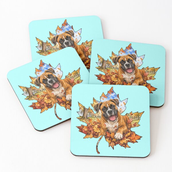 Item preview, Fall Boxer Dog Playing In Autumn Leaves designed and sold by Lion and Lamb Design.