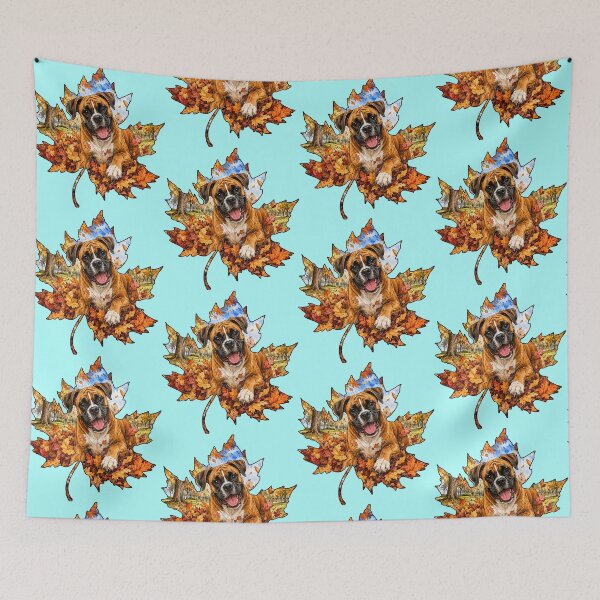 Item preview, Fall Boxer Dog Playing In Autumn Leaves designed and sold by Lion and Lamb Design.