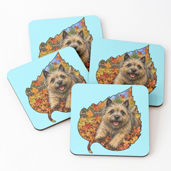 Item preview, Fall Cairn Terrier Playing In Autumn Leaves designed and sold by Lion and Lamb Design.