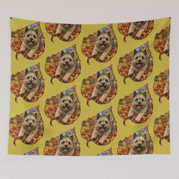 Item preview, Fall Cairn Terrier Playing In Autumn Leaves designed and sold by Lion and Lamb Design.