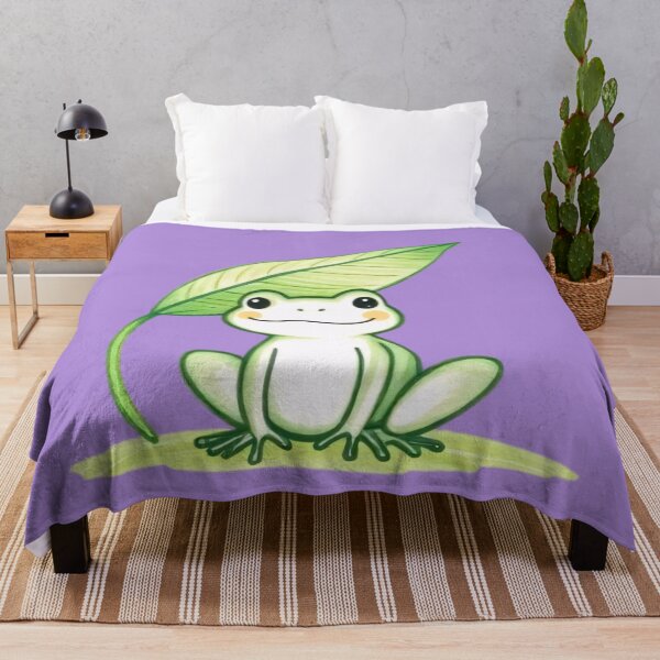 Item preview, Green Doodle Cute Frog with Leaf Umbrella designed and sold by Pickmash.
