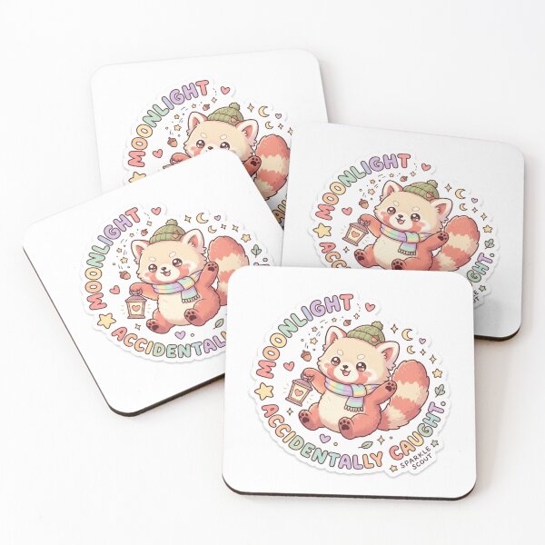 Aperçu de l'œuvre Autocollant Panda roux – Kawaii « Clair de lune accidentellement capturé » créée et vendue par Chipkooo.