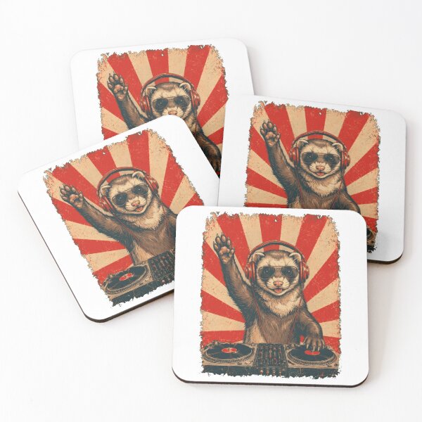 Item preview, Vintage DJ Ferret With Headphones designed and sold by Nikolausgage.