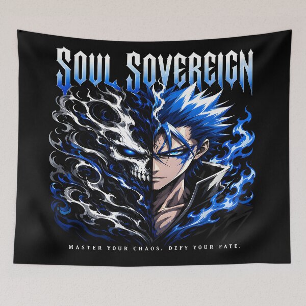 Item preview, Soul Sovereign-Skull Dual Face -Blue Energy Gothic Illustration designed and sold by TTdesigns123.