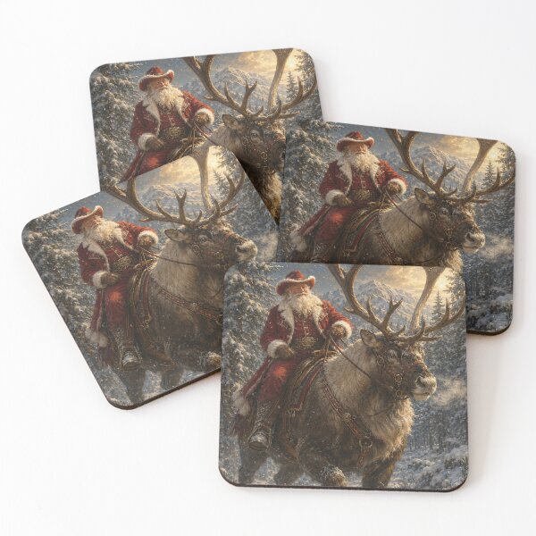 Item preview, Cowboy Santa Riding Reindeer – Western Christmas Art designed and sold by GSizzle1.