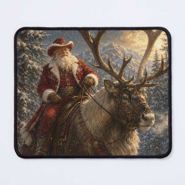 Item preview, Cowboy Santa Riding Reindeer – Western Christmas Art designed and sold by GSizzle1.