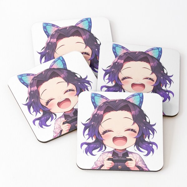 Item preview, Shinobu Kocho Demon Slayer Chibi Gaming Butterfly Smile designed and sold by Dashsopaner.