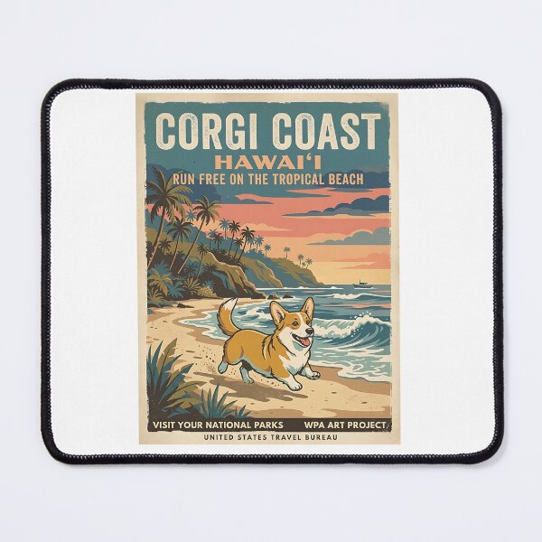 Item preview, Corgi Sunny Tropical Beach Run designed and sold by PictoVibe.