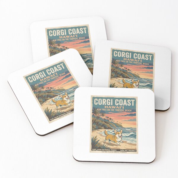 Item preview, Corgi Sunny Tropical Beach Run designed and sold by PictoVibe.