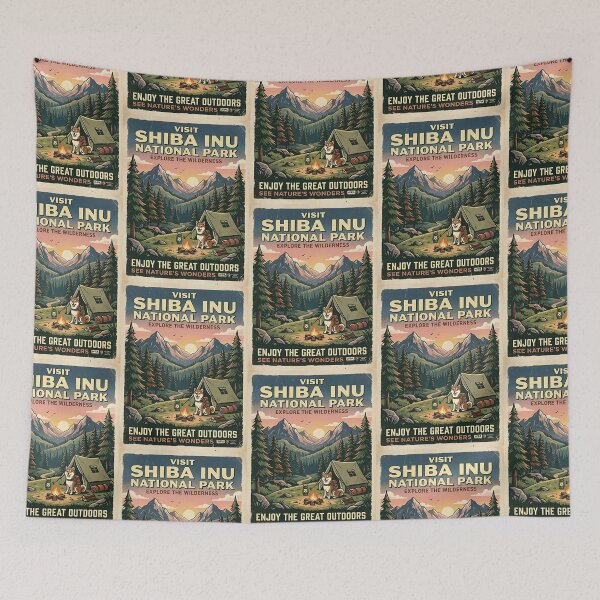 Item preview, Shiba Inu Forest Camping Adventure designed and sold by PictoVibe.