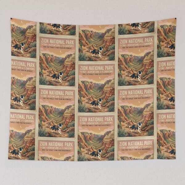 Item preview, Border Collie Desert Canyon Hike designed and sold by PictoVibe.