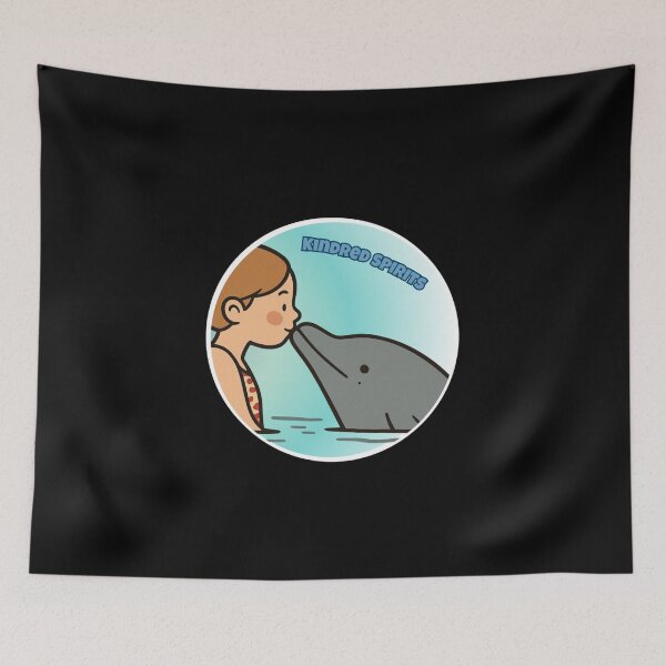 Item preview, Kindred Spirits Girl Kissing Dolphin Cute Marine Life Sticker designed and sold by FestivityFinds.