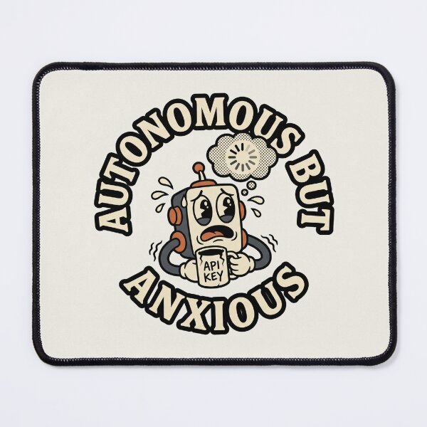 Item preview, Autonomous But Anxious - Vintage AI Robot & Developer Hustle designed and sold by Joseph Arc.