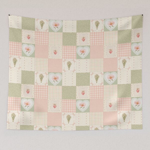 Item preview, Strawberry Patchwork Cottagecore Aesthetic designed and sold by SSundaysPrints.