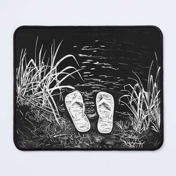 Item preview, Lakeside Flip Flops Black and White Summer Relaxation Nature Art Design designed and sold by inkoutninja.