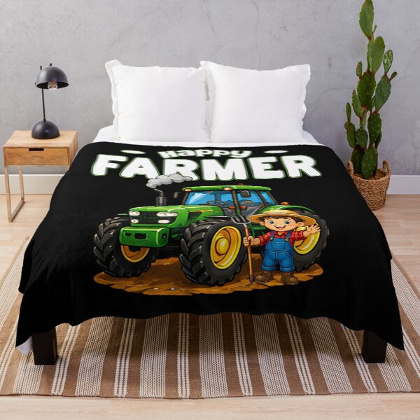 Item preview, Happy Farmer Green Tractor Cute Little Boy Farming Cute Happy Farmer Green Tractor Kids Farming Art designed and sold by Jt41.