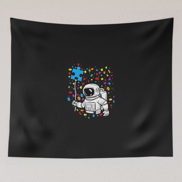 Item preview, Astronaut Holding Puzzle Piece Balloon Space designed and sold by iwaskojankat.