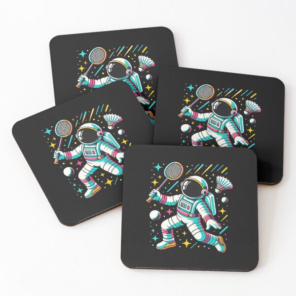 Item preview, Astronaut Playing Badminton in Space Retro Art designed and sold by unkngrauew.