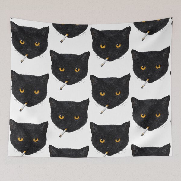 Item preview, Smoking Cat Vintage Black Cat Retro 90s  designed and sold by Nikolausgage.