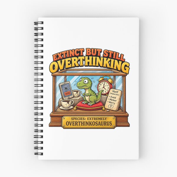 Item preview, Funny Overthinking Dinosaur | Extinct But Still Overthinking | Anxiety Humor Gift designed and sold by MrDev.