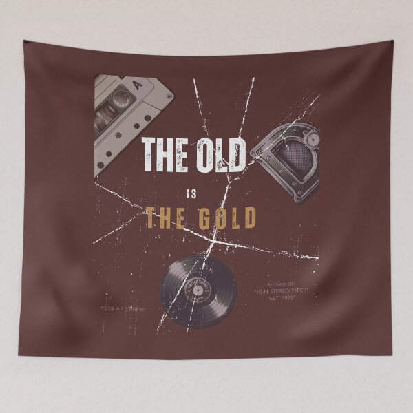 Item preview, The Old Is Gold Retro Audio Typography designed and sold by FatmaAhmed90.