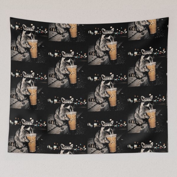 Item preview, Raccoon Drinking Iced Coffee designed and sold by Nikolausgage.