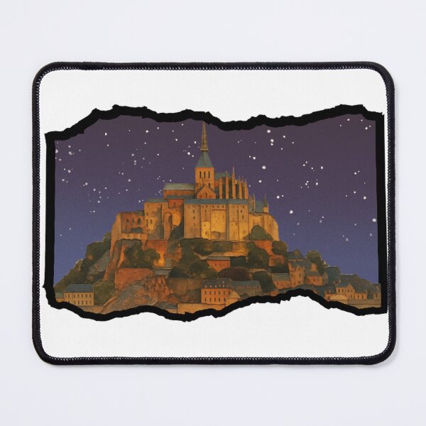 Item preview, Mont-Saint-Michel Abbey Vintage Watercolor Night Sky designed and sold by FestivityFinds.