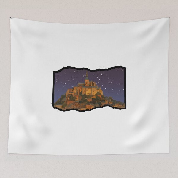 Item preview, Mont-Saint-Michel Abbey Vintage Watercolor Night Sky designed and sold by FestivityFinds.