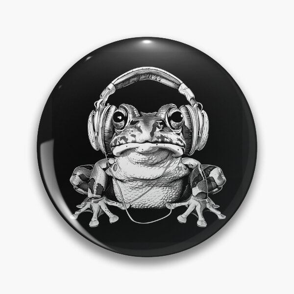 Item preview, Headphone Frog Music Lover Funny Black and White Amphibian Art Design designed and sold by inkoutninja.
