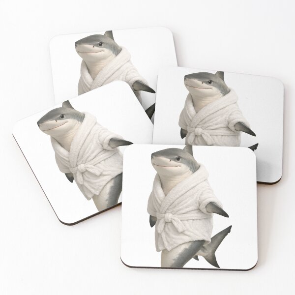 Item preview, Cozy Reef Shark in a White Bathrobe designed and sold by Sillytoe.