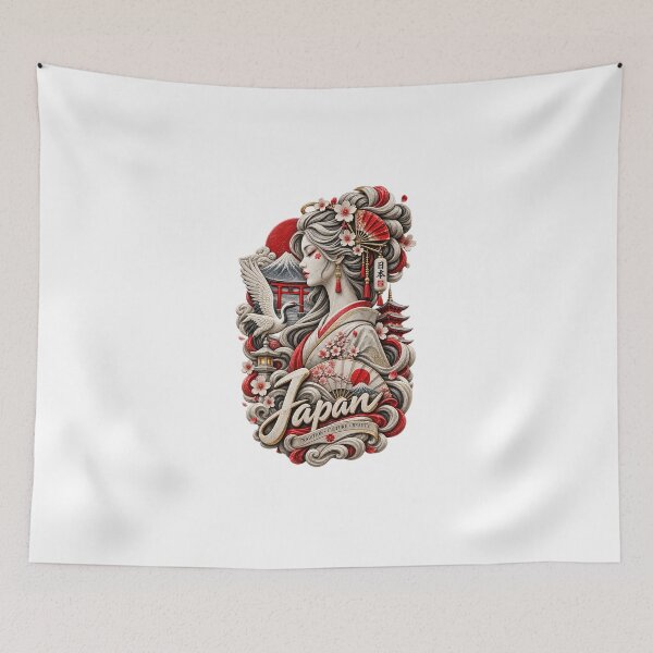 Item preview, Japan Stone Sculpture – Japanese Geisha, Mount Fuji & Cherry Blossom Art designed and sold by ujjawal.