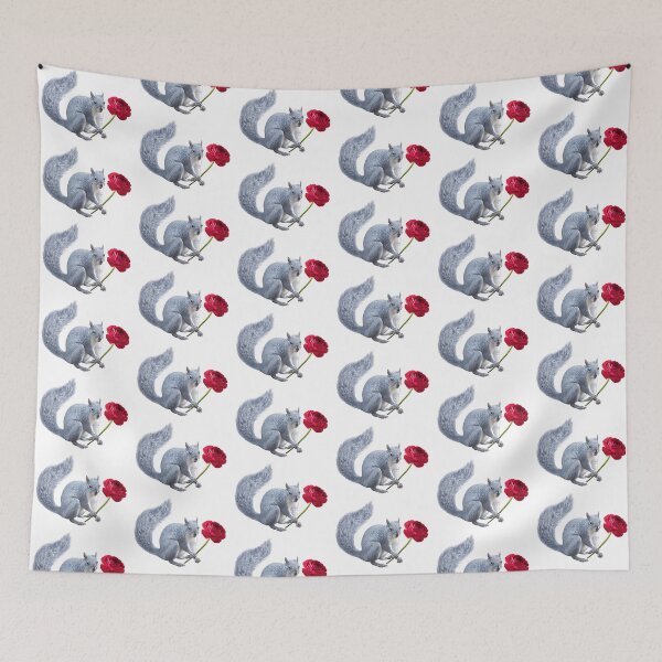 Item preview, Gray Squirrel Red Flower designed and sold by catsclips.