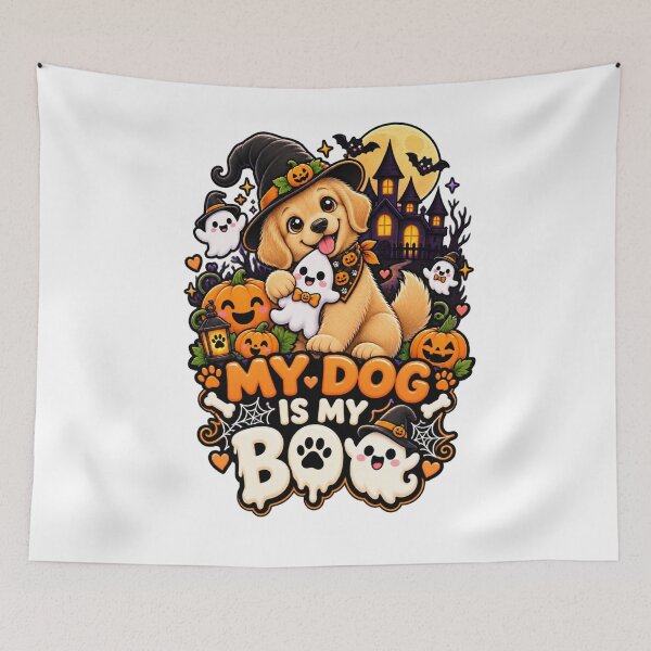 Item preview, My Dog Is My Boo | Cute Golden Retriever Halloween Ghost Pumpkin designed and sold by KnrNazimTHRE4DS.