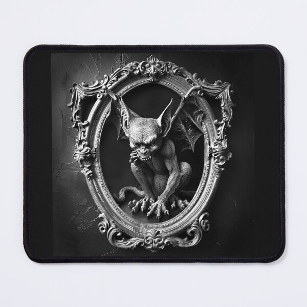 Item preview, Gargoyle Demon in Ornate Frame Black and White Gothic Dark Fantasy Art Design designed and sold by inkoutninja.